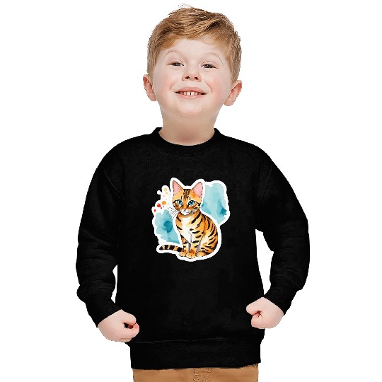 Leopard Cat Watercolor Sweatshirts