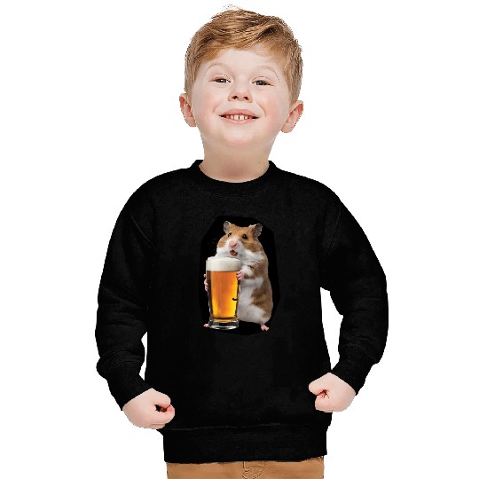 Hamster Drinking Beer Realistic Sweatshirts