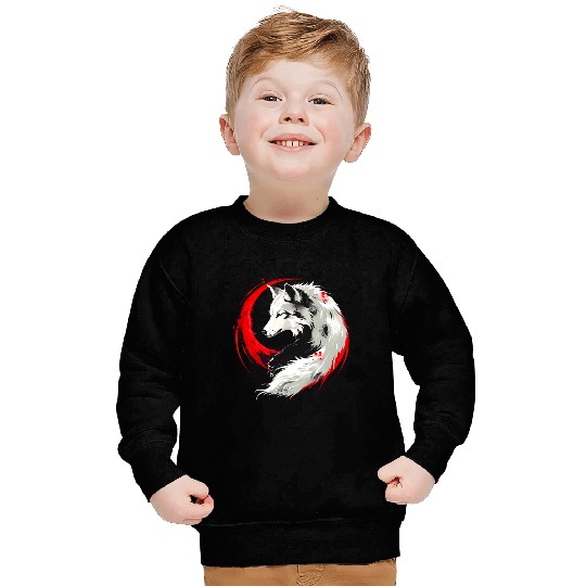Lunar Red White Wolf Sweatshirts