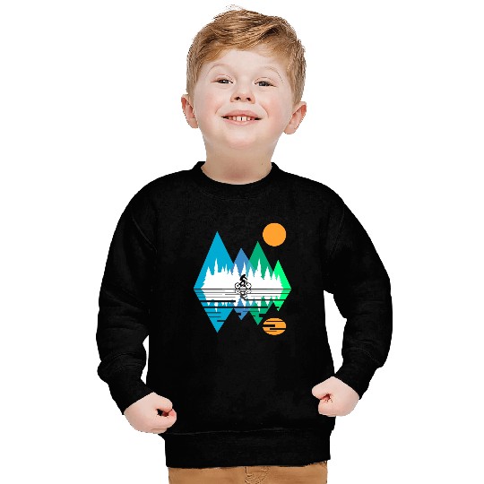 GEOMETRIC MOUNTAIN WITH MOUNTAIN BIKER Sweatshirts