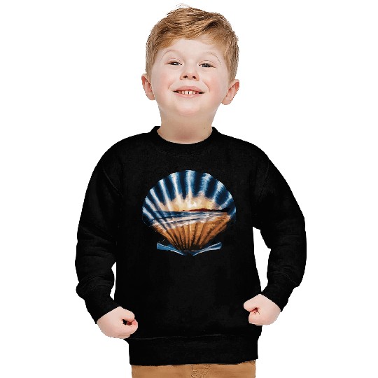 Seashell Beach Scene Serene Ocean Landscape Sweatshirts