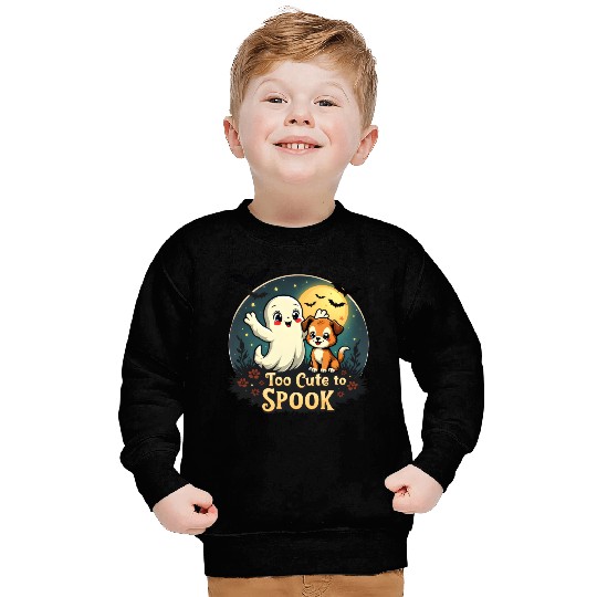 Too Cute To Spook Puppy And Ghost Sweatshirts