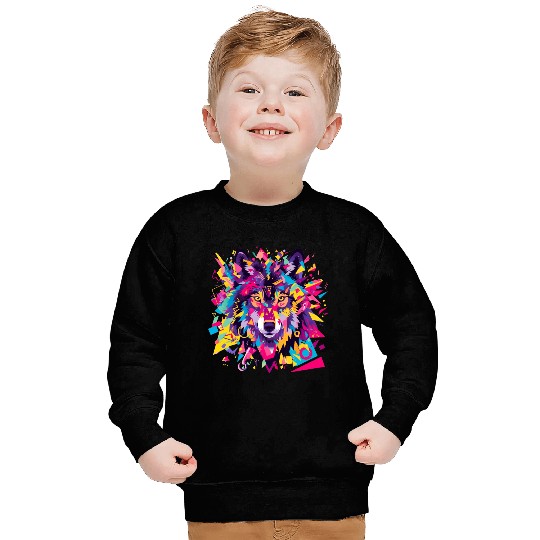 Majestic Pop Art Alpha Wolf - Vibrant Cool Sweatshirts