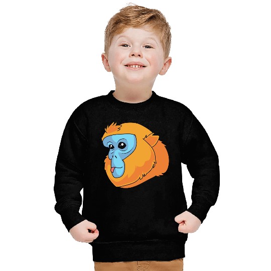 Monkey Lover Golden Snub Nosed Monkey Face Sweatshirts
