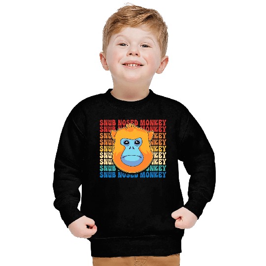 Retro Golden Snub Nosed Monkey Cute Monkey Face Sweatshirts