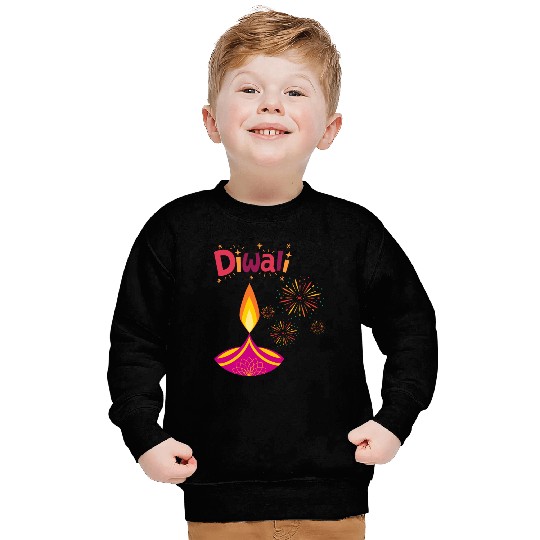 Diwali Design with Lamp & Festive Fireworks Sweatshirts