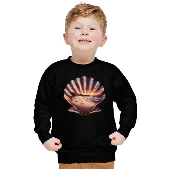 Seashell Beach Scene Serene Ocean Landscape Sweatshirts