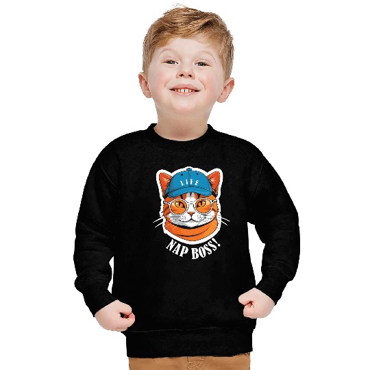 Cat Nap Boss with Cap and Sunglasses Sweatshirts