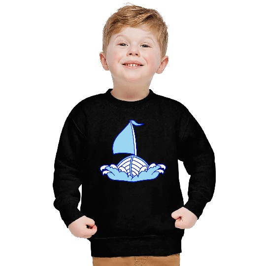 Fast Sailboat Waves Sailing Drawing Cartoon Comic Sweatshirts