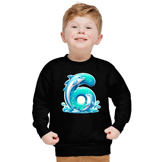 Ocean-Themed Number 6 Kids Design Sweatshirts