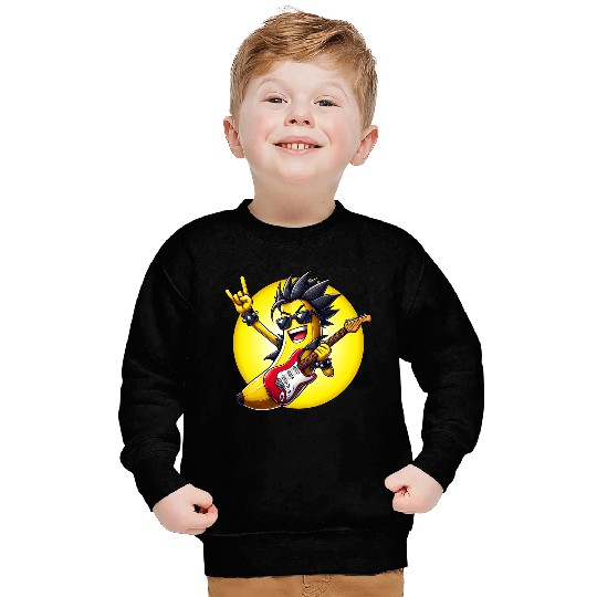 Cool Banana Playing Guitar Sweatshirts