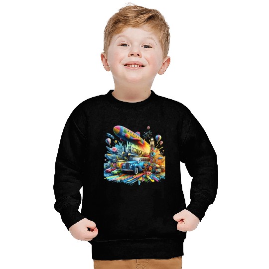 Multi-Colored Vehicles Sweatshirts