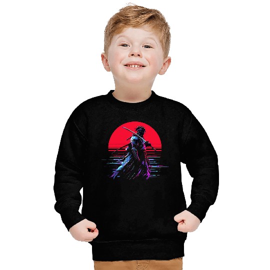 Cyberpunk Samurai Warrior Under Neon Moon Sweatshirts
