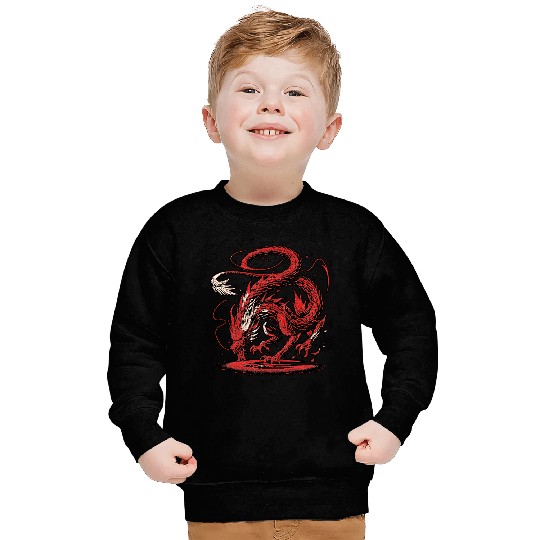 Ethereal Red Dragon Tattoo Design Sweatshirts