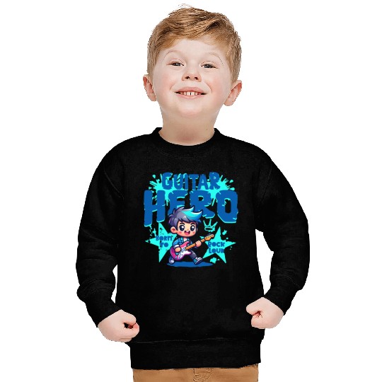 Guitar Hero Kid – Cute Rock Star Cartoon Sweatshirts | Bor