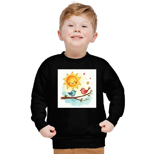 Cheerful Sun and Heart Illustration Sweatshirts