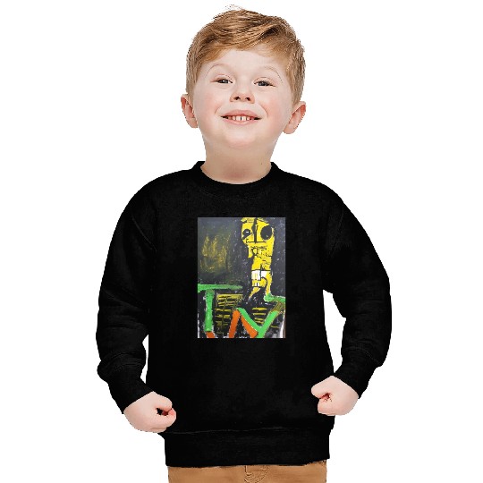 Abstract Yellow Figure with LUV Text Sweatshirts