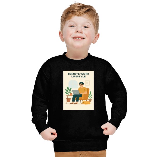 Remote Work Lifestyle Illustration Sweatshirts