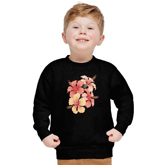 Vibrant Hibiscus Blooms Art Design Sweatshirts
