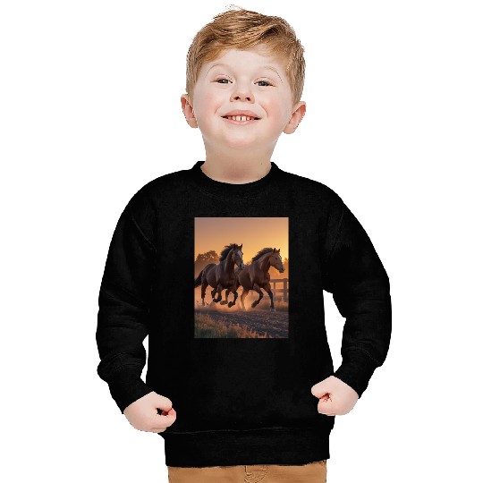 Running horses at dusk Sweatshirts