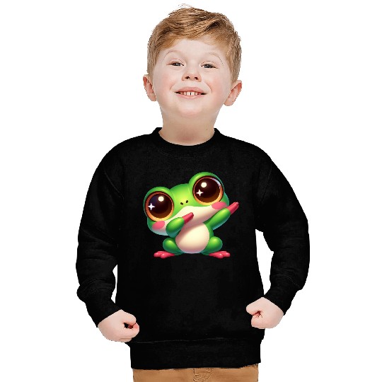 Cute frog dab dance gamer chibi cartoon kawaii Sweatshirts