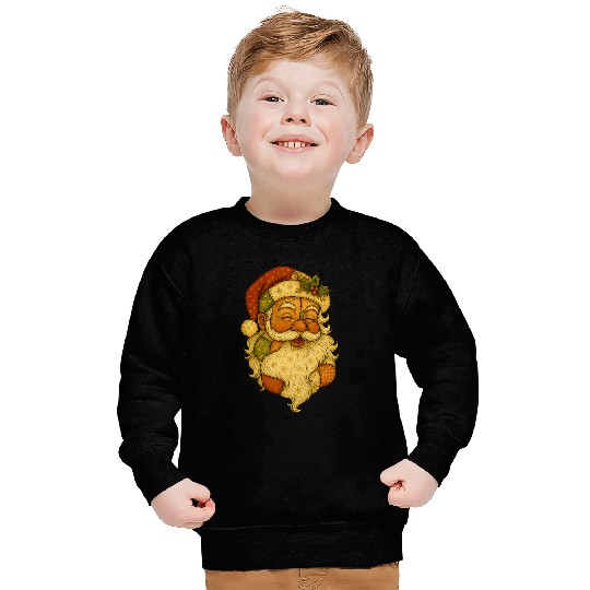 Patchwork Santa Face Vintage Christmas Folk Art Sweatshirts