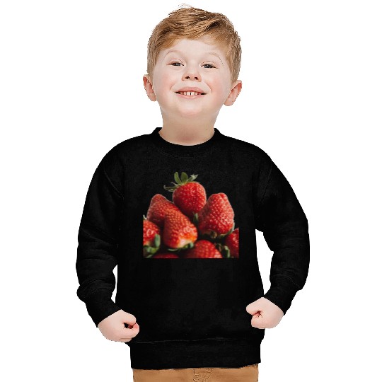 Vivid Strawberry Cluster Print Sweatshirts