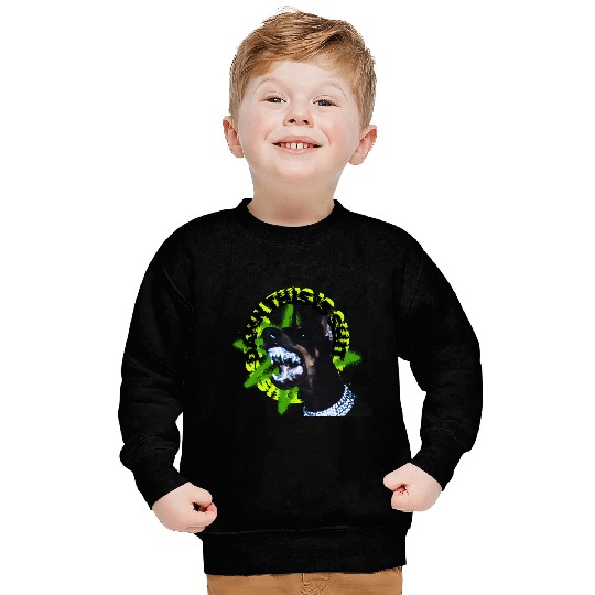 Aggressive Doberman with Spiked Text Sweatshirts