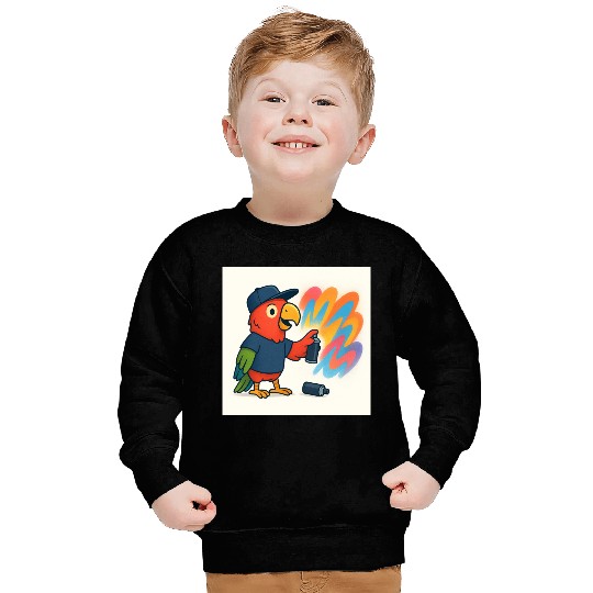 Colorful Graffiti Parrot Illustration Sweatshirts