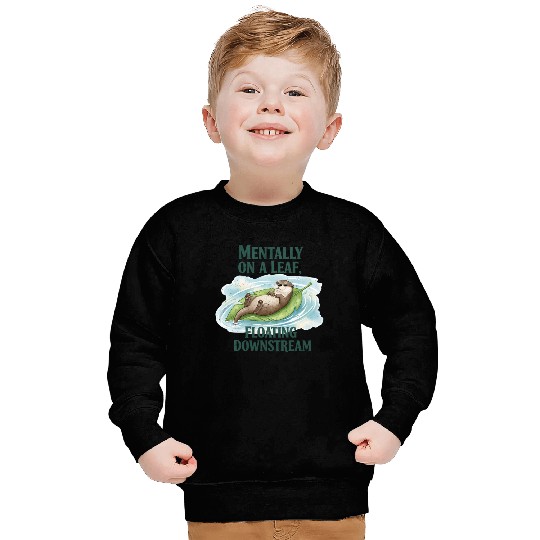 Relaxed Otter on Leaf with Water Ripple Sweatshirts
