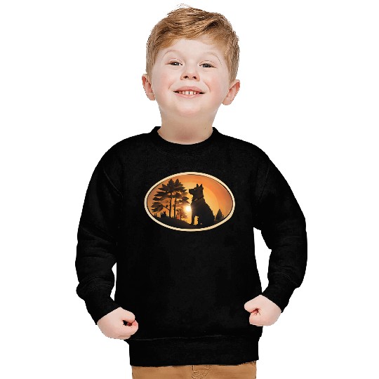 Sunset Wilderness Wolf Silhouette Sweatshirts