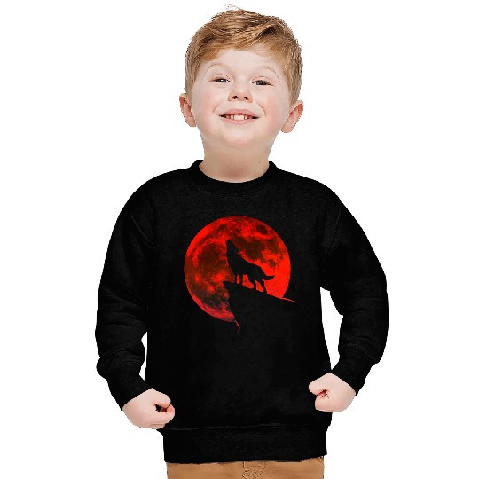 Howling wolf full blood moon space galaxy gift dog Sweatshirts