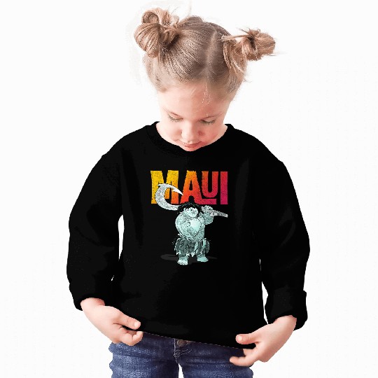 Disney Moana Maui Gradient Text Tough Pose Portrait Sweatshirts