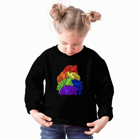 KV9 Turtle LGBT Gay Pride Rainbow Flag Turtle Stack LGBT Sweatshirts
