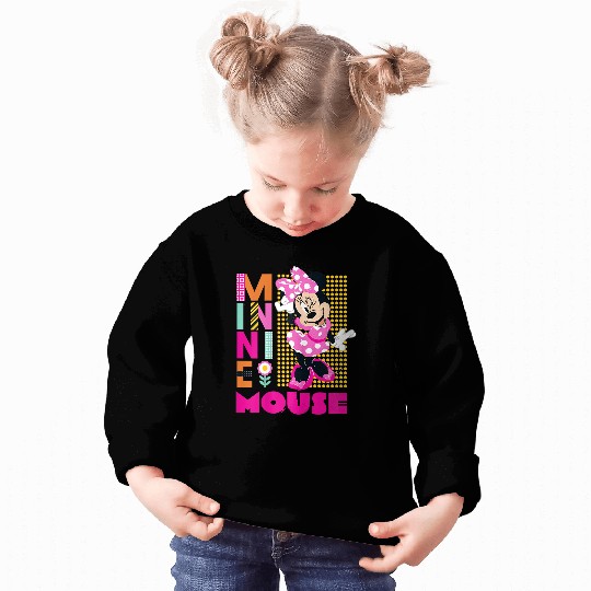 Disneyss Minnie Mouse Smiling Polka Dot Retro Logo Stack Sweatshirts