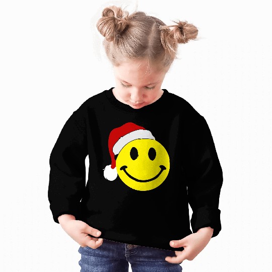 Smiley Face Wears Santa Hat Merry Christmas Sweatshirts