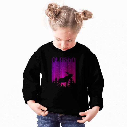 Alaska Moose Aurora Borealis Vacation Trip Alaskan Landscape Sweatshirts