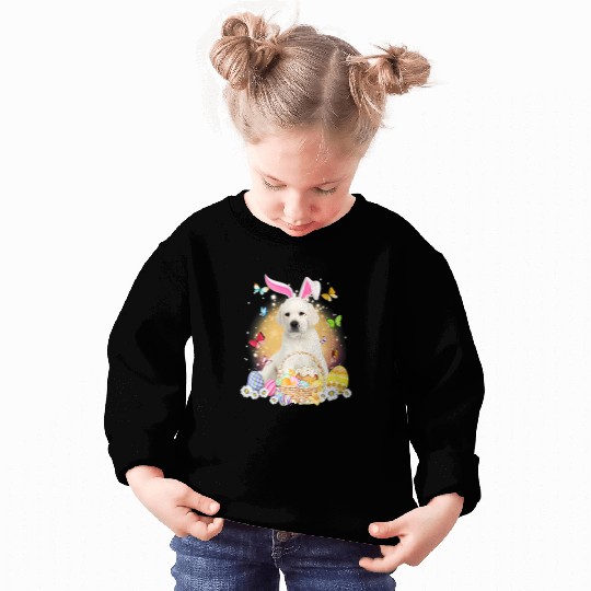 Labrador Lab Dog White Labrador Bunny Dog With Easter Eggs Basket Sweatshirts