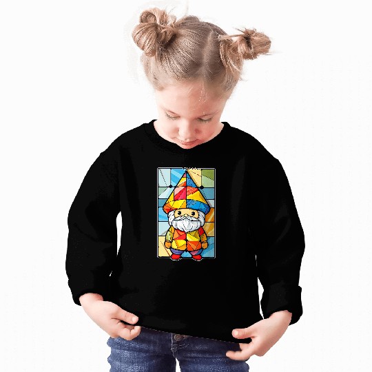 Cute Geometric Garden Gnome Stained Glass Sweatshirts