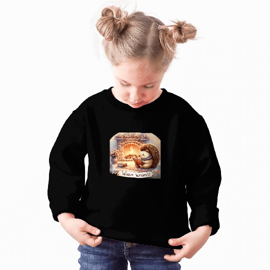 Hedgehog Pet Warm Wishes Hedgehog Fireplace Cozy Tee Sweatshirts