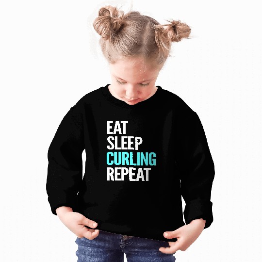 Eat Sleep Curling Repeat Devoted Supporter Gift Sweatshirts