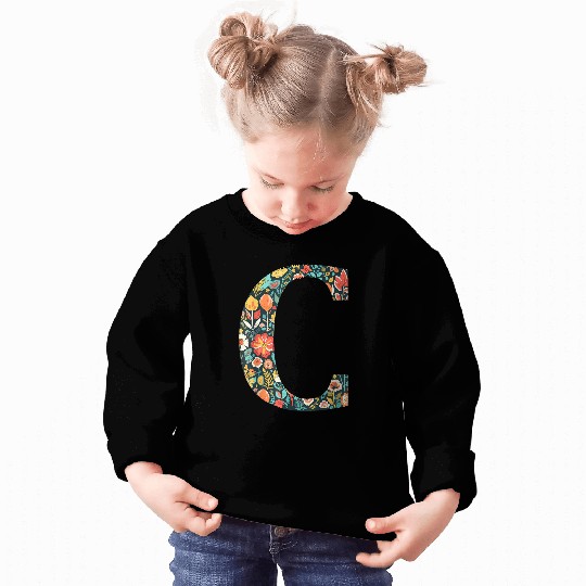 initial monogram floral letter C colorful Garden flowers Sweatshirts