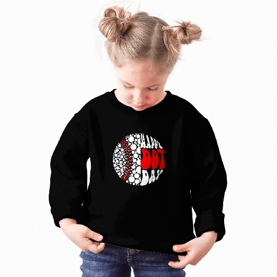 Retro Groovy Baseball Ball With Polka Dots Happy Dot Day Boy Sweatshirts