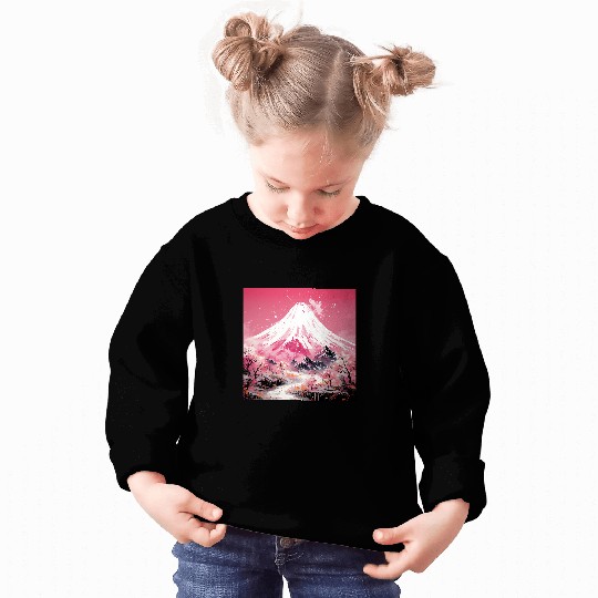 Nihon Elegance Sakura Ballet Amidst Ethereal Mountain Peaks Sweatshirts