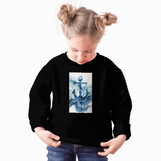 Abstract Nautical Blue Anchor Nautical Maritime Sweatshirts