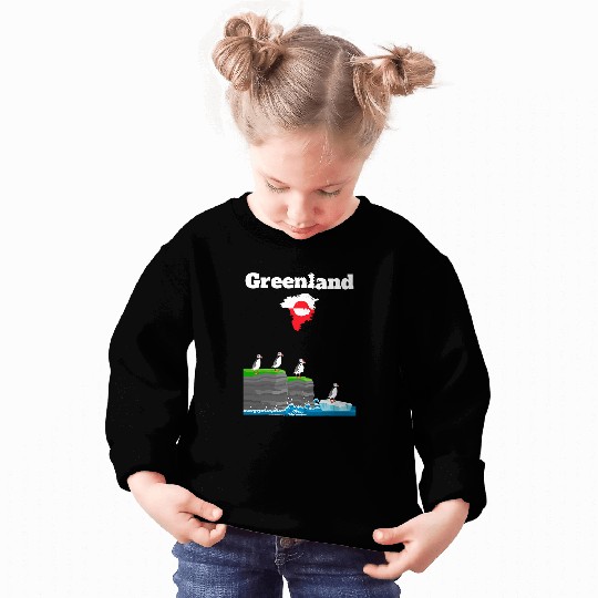 Greenland trip souvenir Puffin Colony Cliffs Greenland map Sweatshirts