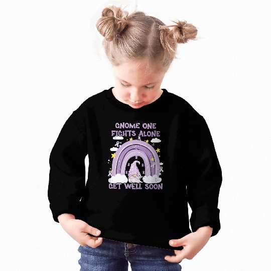 Gnome One Fights Alone Lavender | Fight The Cancer Sweatshirts