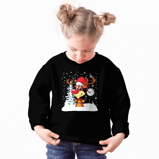 Funny Reindeer Red Nose Santa Snowflake Sweatshirts
