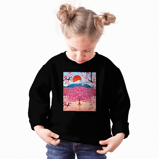 Sunset Sakura Mountains Gift Cherry Blossoms Sweatshirts