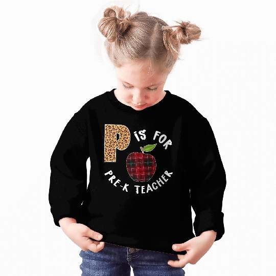P Is For Pre K Teacher Leopard Buffalo Plaid T Sweatshirts